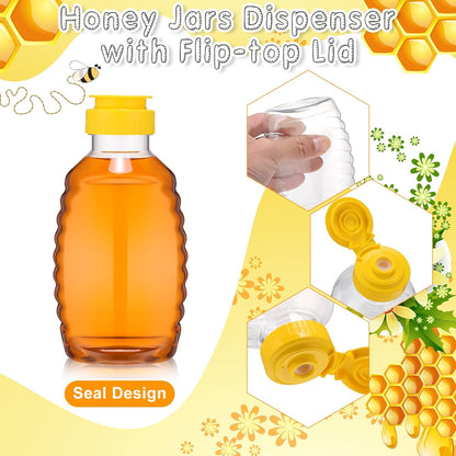 24 (12oz) Pcs Clear Plastic Honey Bottles Plastic Skep Style Jar Honey Squeeze Bottle Empty Refillable Honey Dispenser