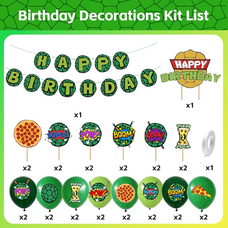 Turtle Birthday Party Decorations Happy Birthday Party Turtle Party Supplies - Big Cake Topper - Cupcake Toppers - Balloons - Happy Birthday Banner