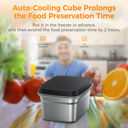 QUESSA 𝟐𝟎𝟐𝟔 𝐔𝐩𝐠𝐫𝐚𝐝𝐞𝐝 Cordless Heated Lunch Box, 6 Cups Rechargeable Electric Lunch Box with Ice Crystal Box & Insulated Bag, 24 Hours Scheduled Self Heating Food Warmer for Men Women