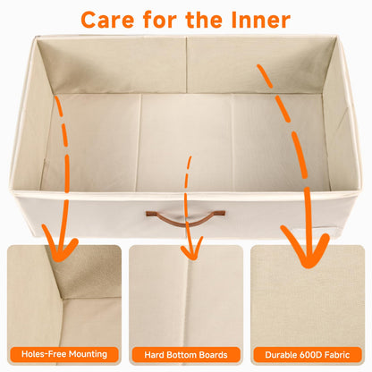 KitHero 6 Inches Under Bed Storage with Wheels Pack of 2, Underbed Shoe Storage Container Bin with Clear Lid Cover, Rolling Under Bed Drawer Storage Bag Basket for Shoe Organizer Sheet Sweater - White