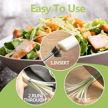 Plum Blossom Scallion Knife, Stainless Steel Onion Knife Shred Silk The Knife for Cutting Vegetable Onions Green Peppers