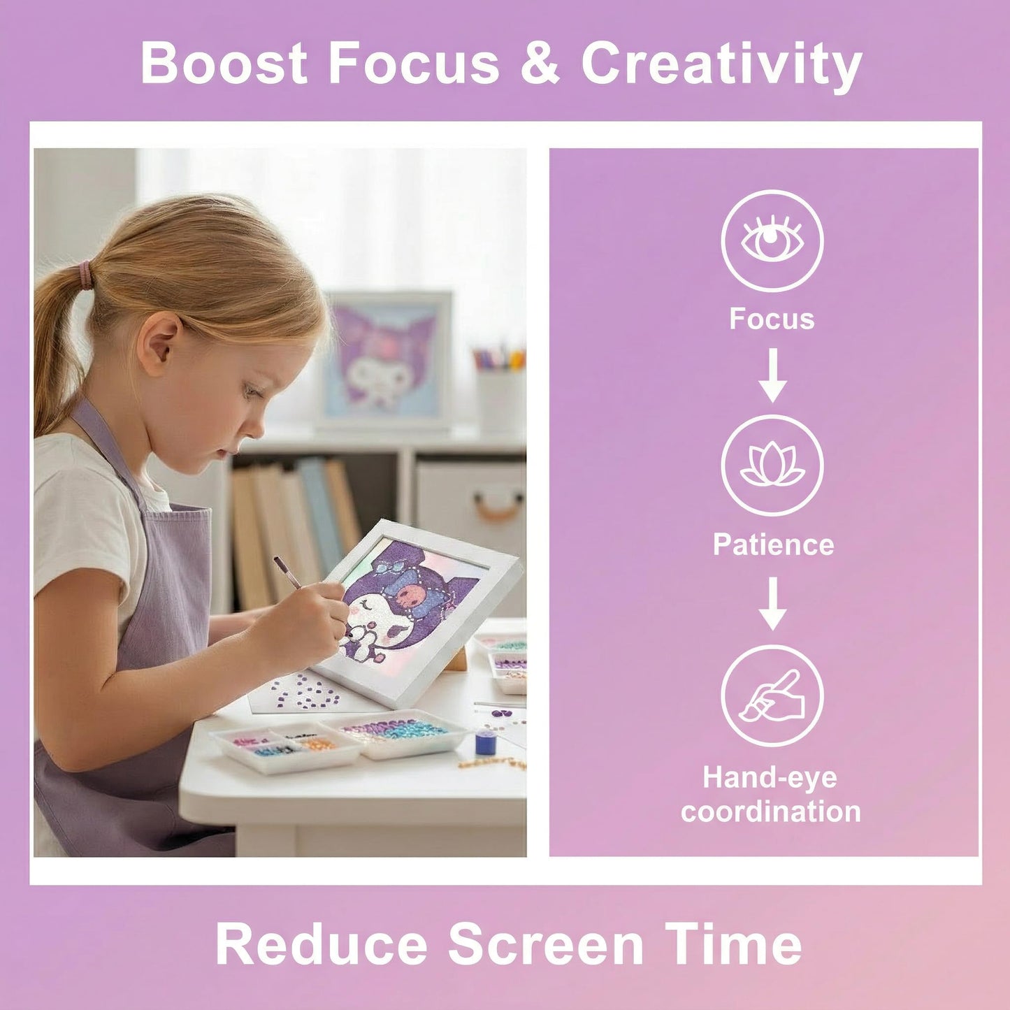 FLAZZIRFY Diamond Painting Kits with Frame for Kids Ages 6–12, 6 Pack Anime 5D DIY Diamond Art Kits, Easy Beginner Arts & Crafts Set, 6×6 Inch Canvas, Safe for Kids & Family Craft Gift