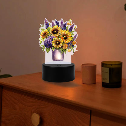 TDFERAN Diamond Painting Led Lights Kit DIY Bouquet Draw Diamonds Art Adults Lamp Diamant Manual Lamp Room Led Lights Bedroom Plant Diamond Art Decorations Desktop Bedside Luminous Decorate