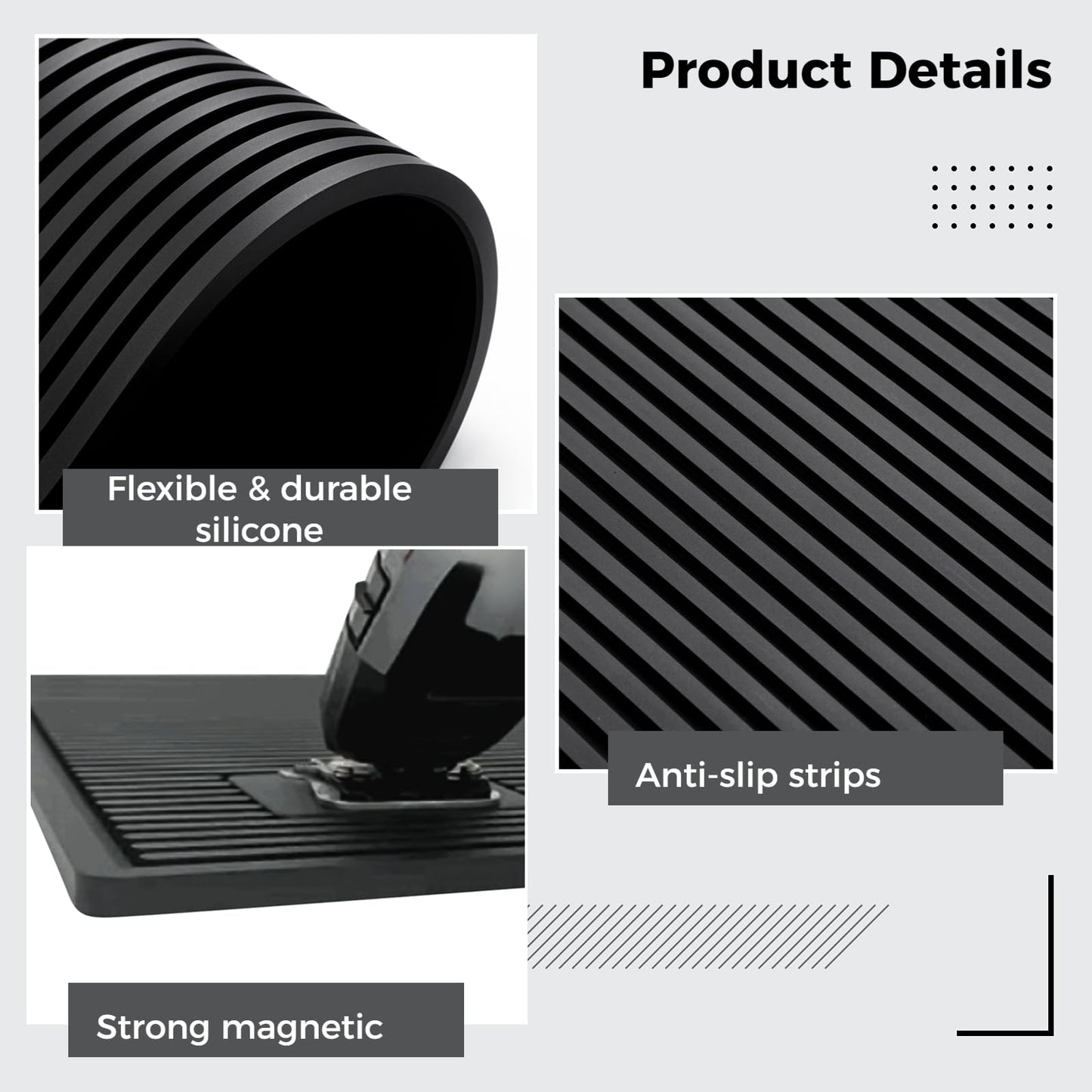 yeesport Barber Tool Organizer Mat, Flexible Silicone Barber Tool Pad, Magnetic Salon Barbershop Work Station Pad, Non-Slip Barbershop Counter Mat for Clippers Barber Tools (Black)