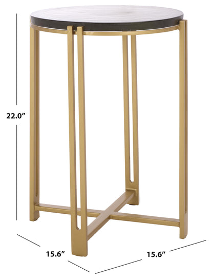 SAFAVIEH Couture Collection - Levitt Cast Glass Top Accent Table, Sculptural Modern Side Table, Brass Finish Base, Fully Assembled (SFV7916A)