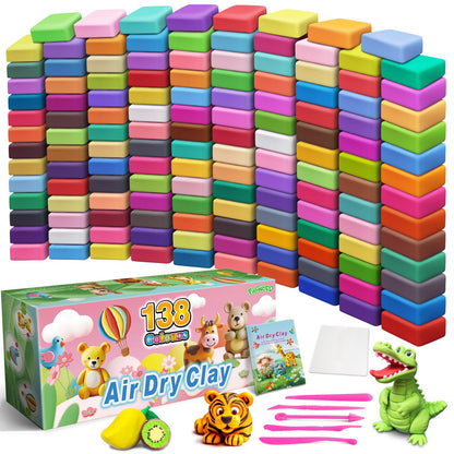 FAGNBED Air Dry Clay 138 Colors, Modeling Magic Clay Set with 5 Sculpting Tools, Arts Crafts Gift for Kids and Beginners