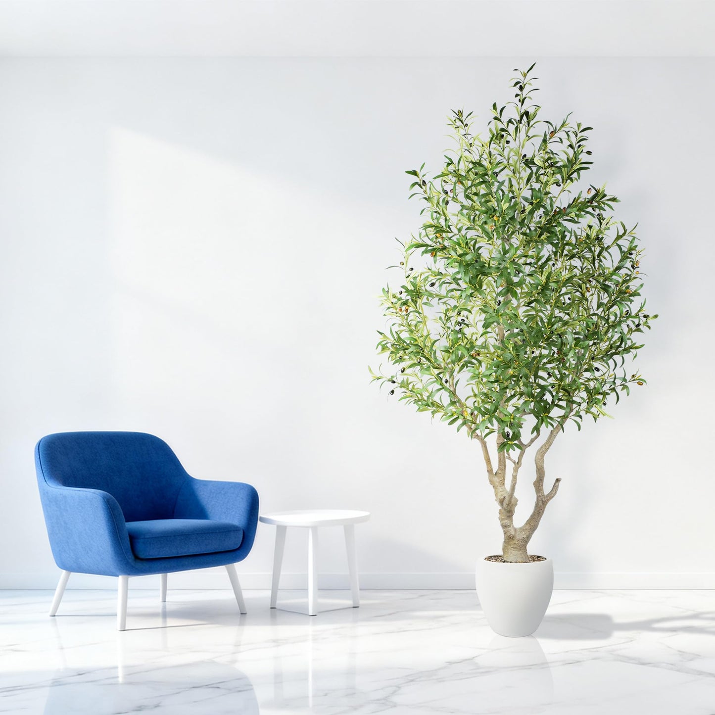 7.9 Feet Artificial Olive Tree with Lush Leafy Foliage in Large Decoration Planter Faux Fake Plants for Home Office Decor Suitable for Indoor Outdoor Use