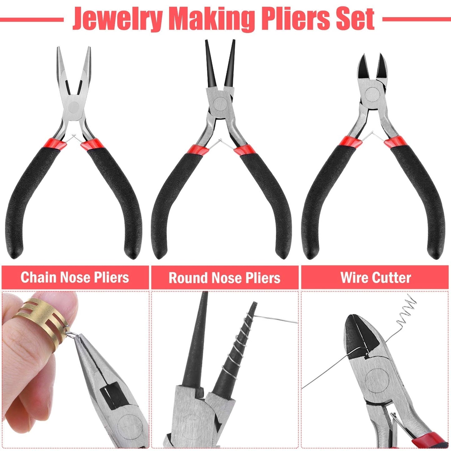 Thrilez Wire Wrapping for Jewelry Making, Repair and Beading Supplies Kit with Craft Ring Wire, Tools, Pliers and Jewelry Findings