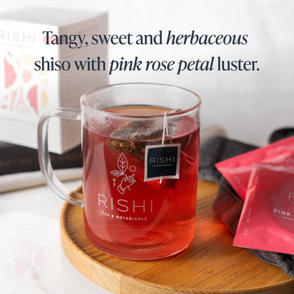 Rishi Tea Pink Lemon Ginger Herbal Tea - Organic, Caffeine Free Sachet Bags, Tangy & Naturally Sweet Botanical Blend, Enjoy Hot or Iced - 15 Count (Pack of 1)