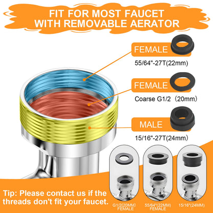 1080° Rotatable Faucet Extender Aerator - Sink Faucet Sprayer Attachment Bathroom - 2 Mode Metal Robotic Arm with Flexible Hose Extension - Small Pet Bathing Hair Face Washing