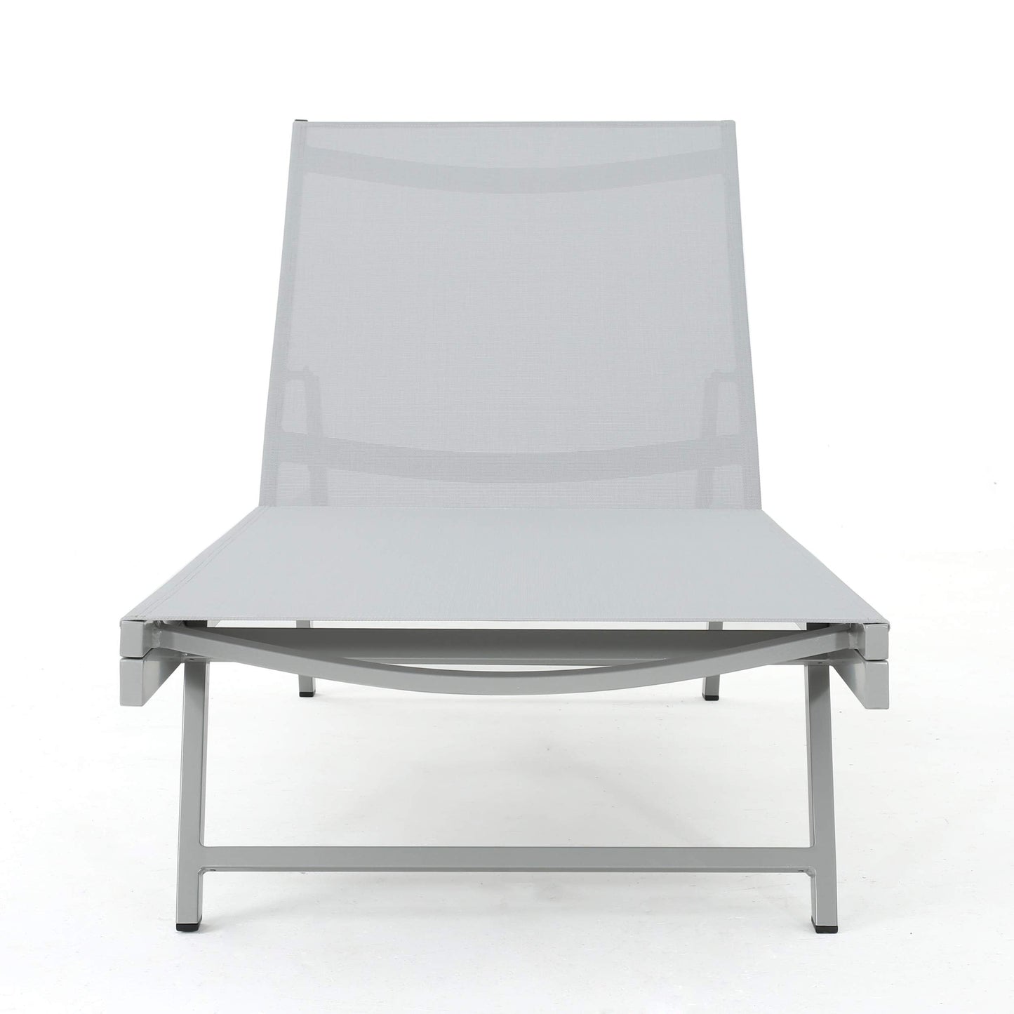 GDFStudio Allen Outdoor Gry Mesh Chaise Lounge with Aluminum Frame (Set of 2)