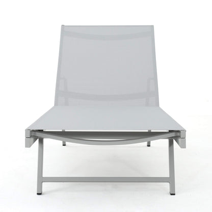 GDFStudio Allen Outdoor Gry Mesh Chaise Lounge with Aluminum Frame (Set of 2)