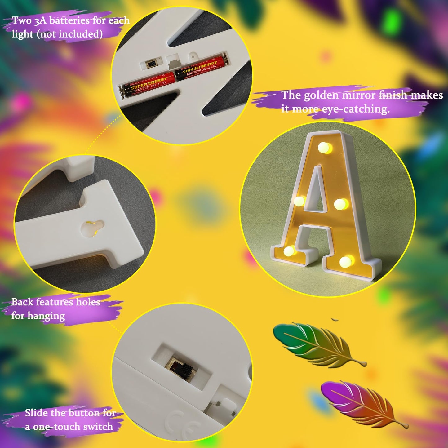 9Pcs Mardi Gras Light Up Letters, Mardi Gras LED Letters Lights, Battery Powered Marquee Light with Golden Mirror Surface for Mardi Gras Table Decorations Party - Mardi Gras Party Decor Table Centerpieces Wall Sign