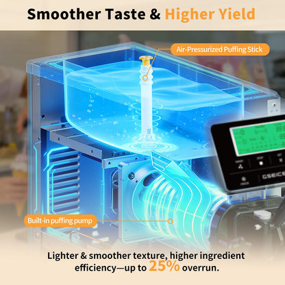 Ice Cream Machine – 3.5 Gals/H Single Flavor Ice Cream Maker 5 Inch Screen Soft Serve Ice Cream Machine with Pre-Cooling Soft Serve Machine with 1.6 Gals Tank for Home, Parties,Cafés,and School