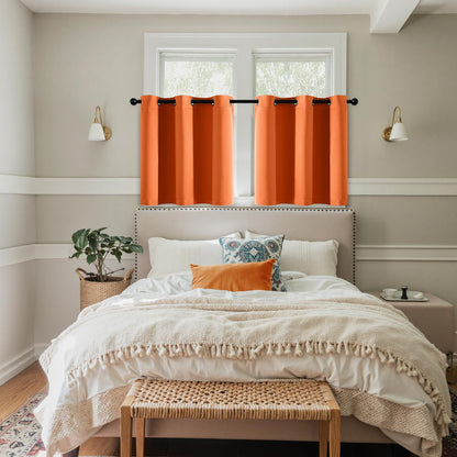 MIULEE Short Orange Blackout Curtains - Thermal Insulated Privacy Drapes for Kitchen & Bedroom | 40 x 36 Inch, 2 Panels