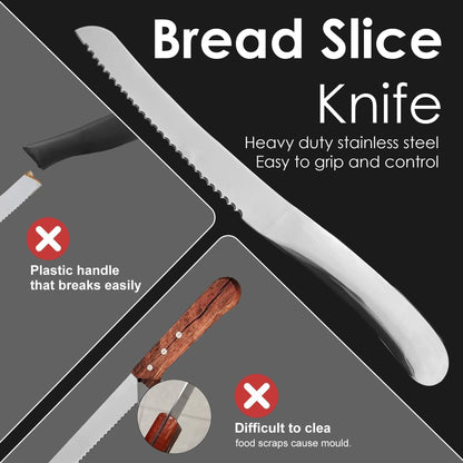 Stainless Steel Bread Knife – Serrated Knife for Homemade Bread, Sourdough & Baguettes | Precision Cutter for Even Slices