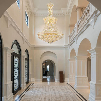 DUNFIZZ 19-Lights High Ceiling Chandelier Modern Gold Crystal Chandeliers Large Foyer Chandelier Fixtures for Staircase Living Room Hallway Entryway (H47 x W31.5)
