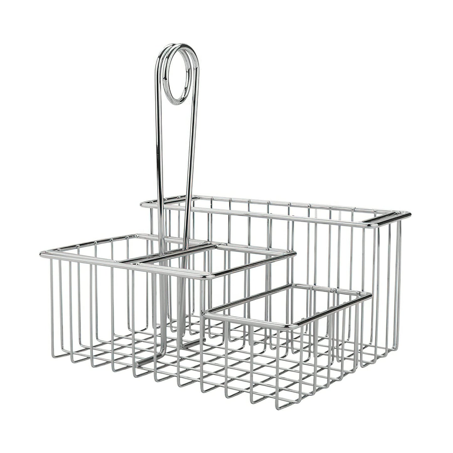 G.E.T. 4-21699 Chrome Four Compartment Condiment Caddy Metal Specialty Servingware Collection, 8" x 7" x 9" Tall, Chrome