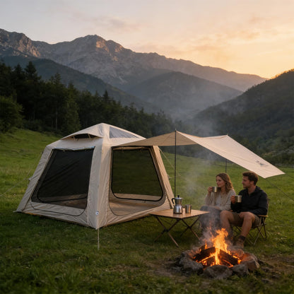 Romantic Camp Inflatable Tents for Camping, Family Waterproof Windproof Hot Large Inflatable Tent, Portable 5-7 Person Blow Up Air Tent