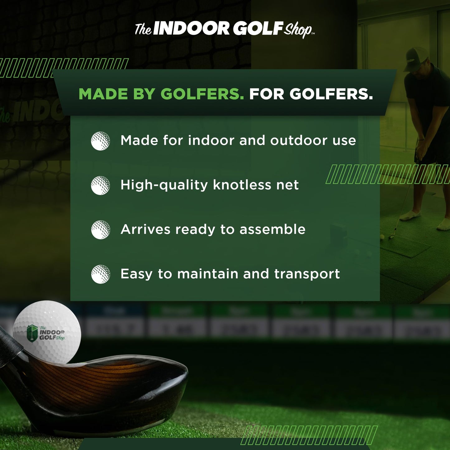 The Indoor Golf Shop - Hitting Net Cage 10' x 10' x 10' with Target Knotless Golf Net Cage for Indoor and Outdoor Practice - Arrives Ready to Assemble and Use
