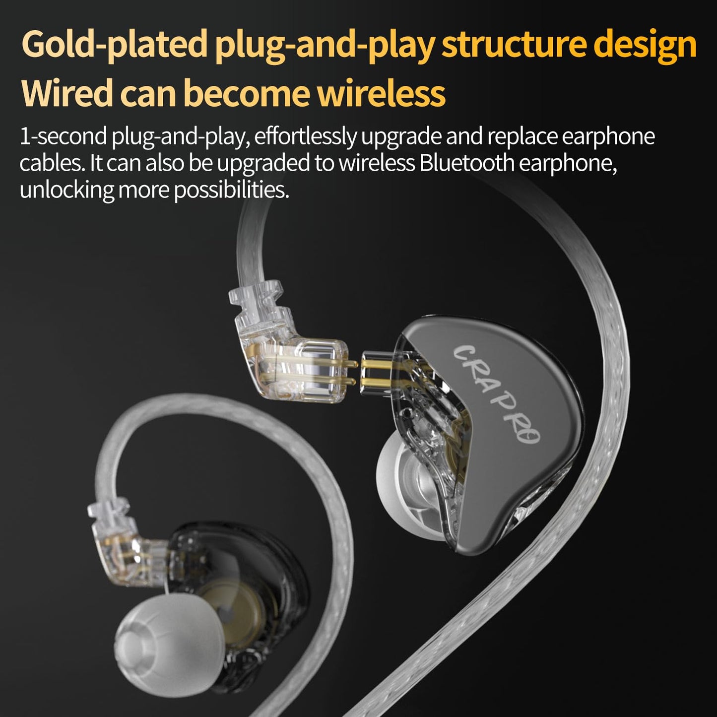 CCA CRA PRO in Ear Monitor Headphones, Ultra-Thin DLC Diaphragm Dynamic Driver Gaming Earbuds, Clear Sound & Deep Bass, IEMS for Singer Musicians Drummers DJ
