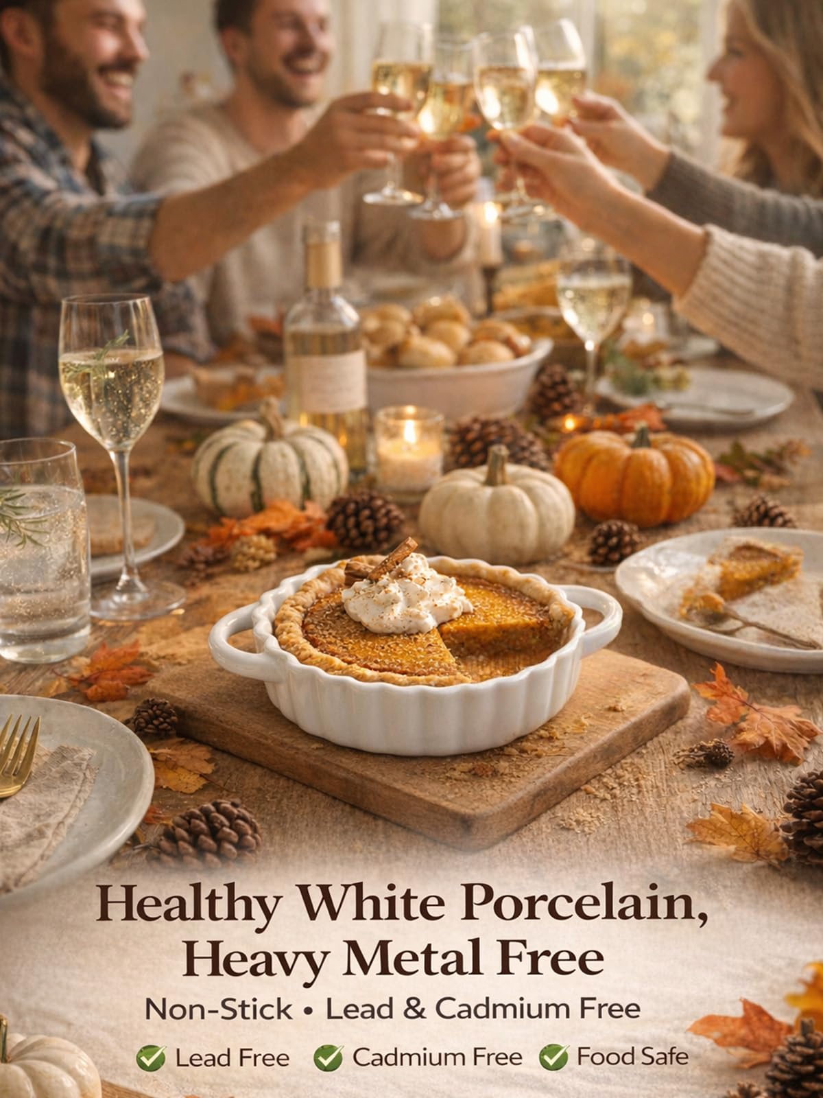 Yamteck 5in Ceramic Mini Pie Pan Set of 6 with Handles for Pie Quiche Tart. Easy to grip, Lead-Free. 8 oz Ramekins Dish for Creme Brulee, Soufflés; Gifts for Baking Enthusiast. Oven Dishwasher Safe