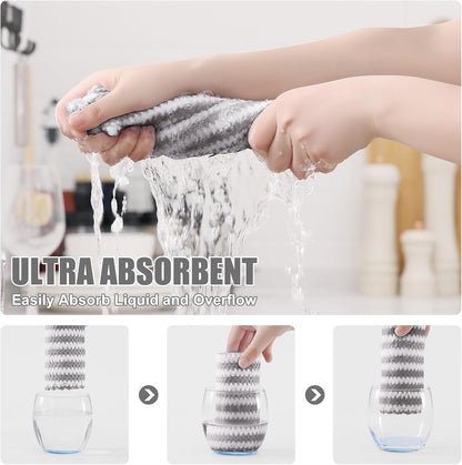 18 Pack No-lint,10 10 inches, Homaxy Kitchen Dish Cloths, Ultra Soft and Absorbent Dish Towels, Reusable Fast Drying