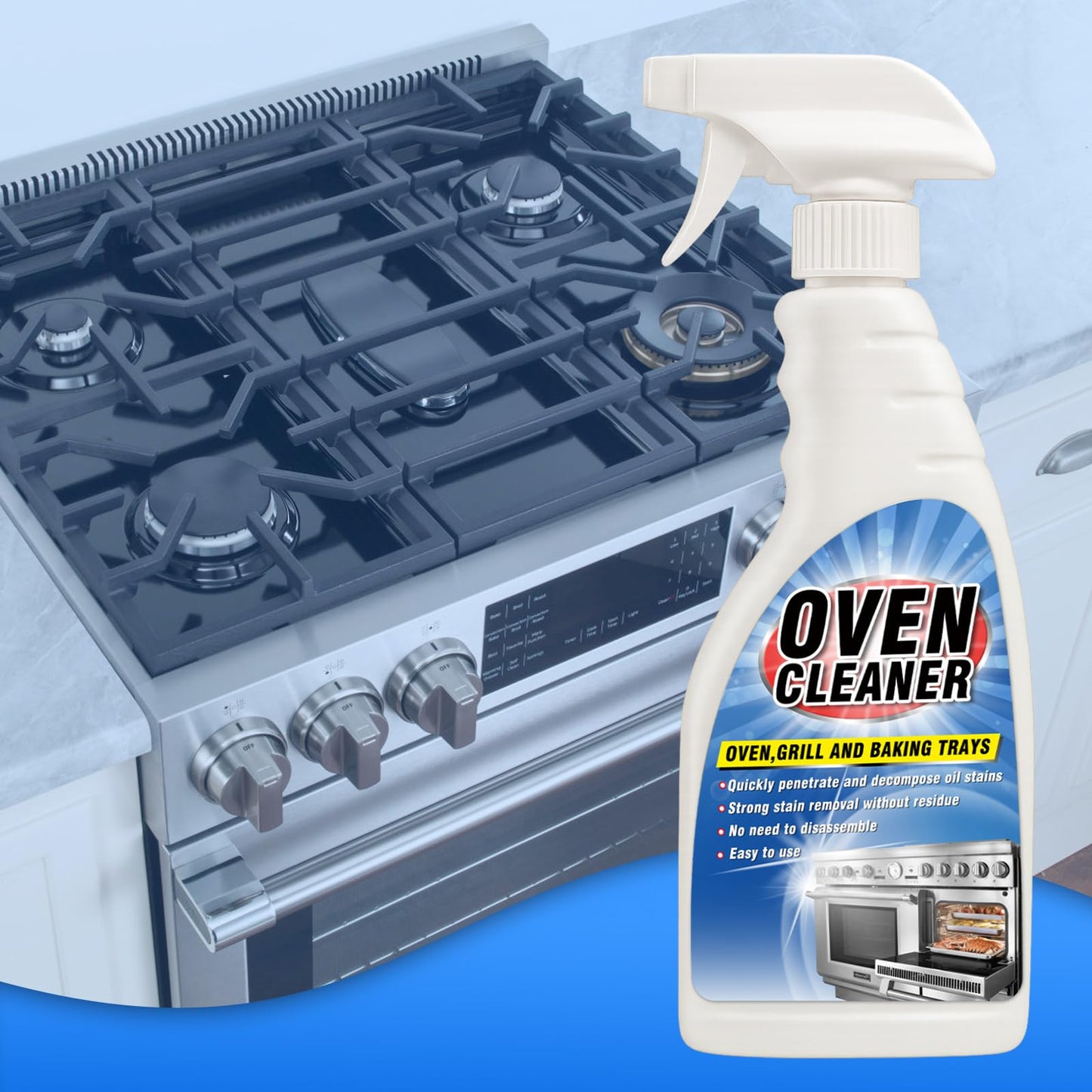 Erigathe Heavy Duty Stove and Oven Cleaner Kit, Includes Cleaning Tool, Razor, Scraper and 1 Pad to Remove Tough Stains - Use on Gas, Electric, Ceramic Surfaces, 4 Piece (16.9, Fluid Ounces)