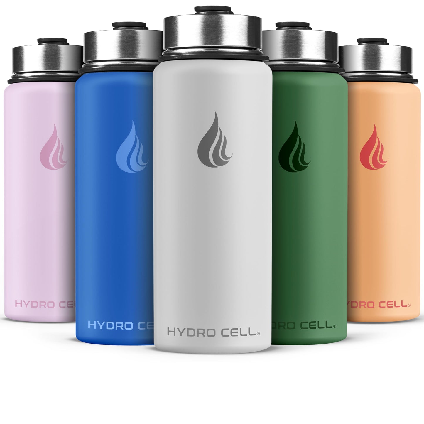 HYDRO CELL Stainless Steel Insulated Water Bottle with Straw - For Cold & Hot Drinks - Metal Vacuum Flask with Screw Cap and Modern Leakproof Sport Thermos for Adults (Frost 18oz)