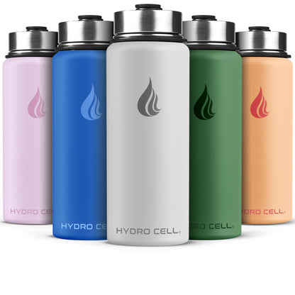 HYDRO CELL Stainless Steel Insulated Water Bottle with Straw - For Cold & Hot Drinks - Metal Vacuum Flask with Screw Cap and Modern Leakproof Sport Thermos for Adults (Frost 18oz)