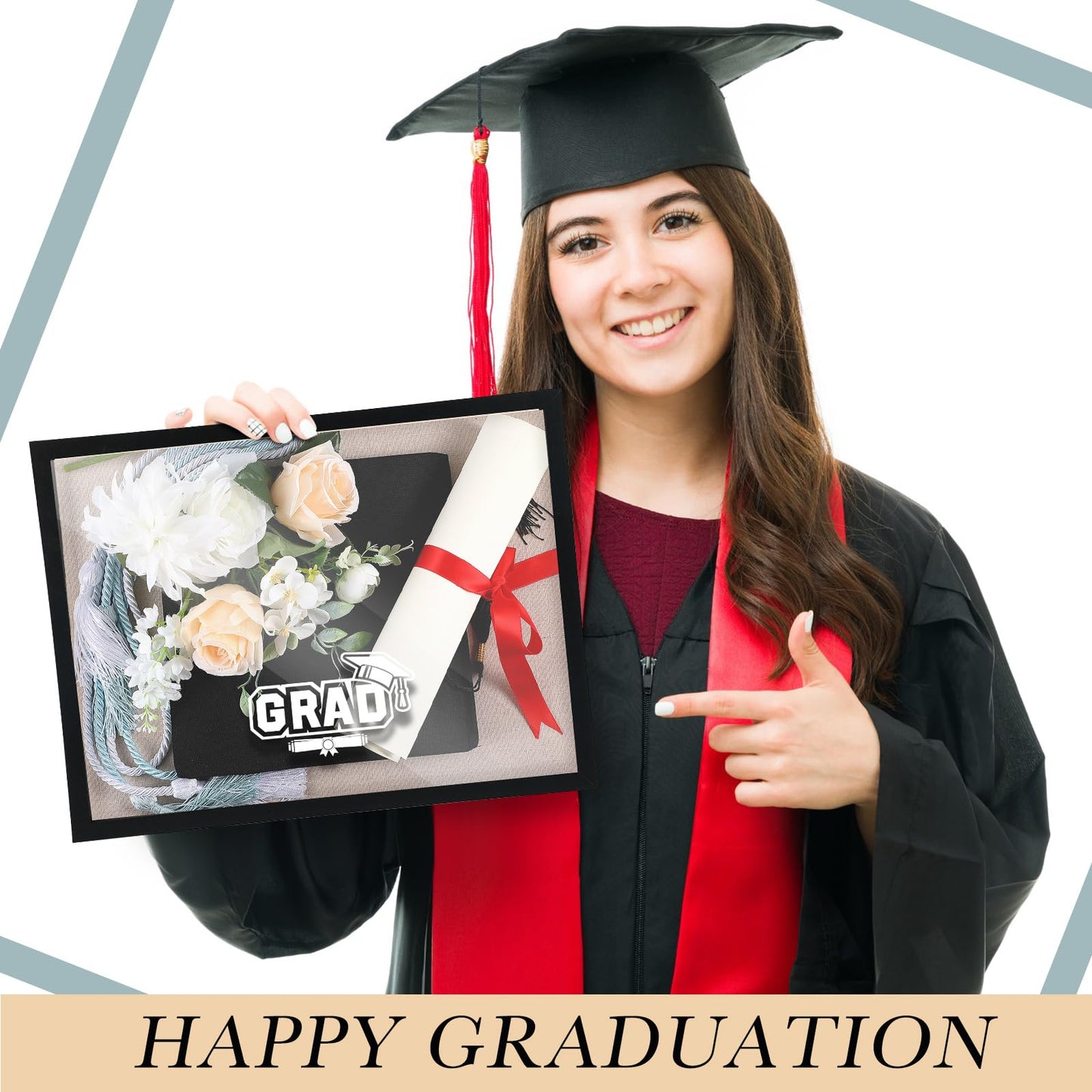 Huwena Graduation Shadow Box Frame 11.8 x 15.8 Inch Black Display Case Picture Diploma Frame with Tassel Holder Graduation Keepstakes Memory Box for Cap and Gown Tabletop and Wall Display Party Gifts