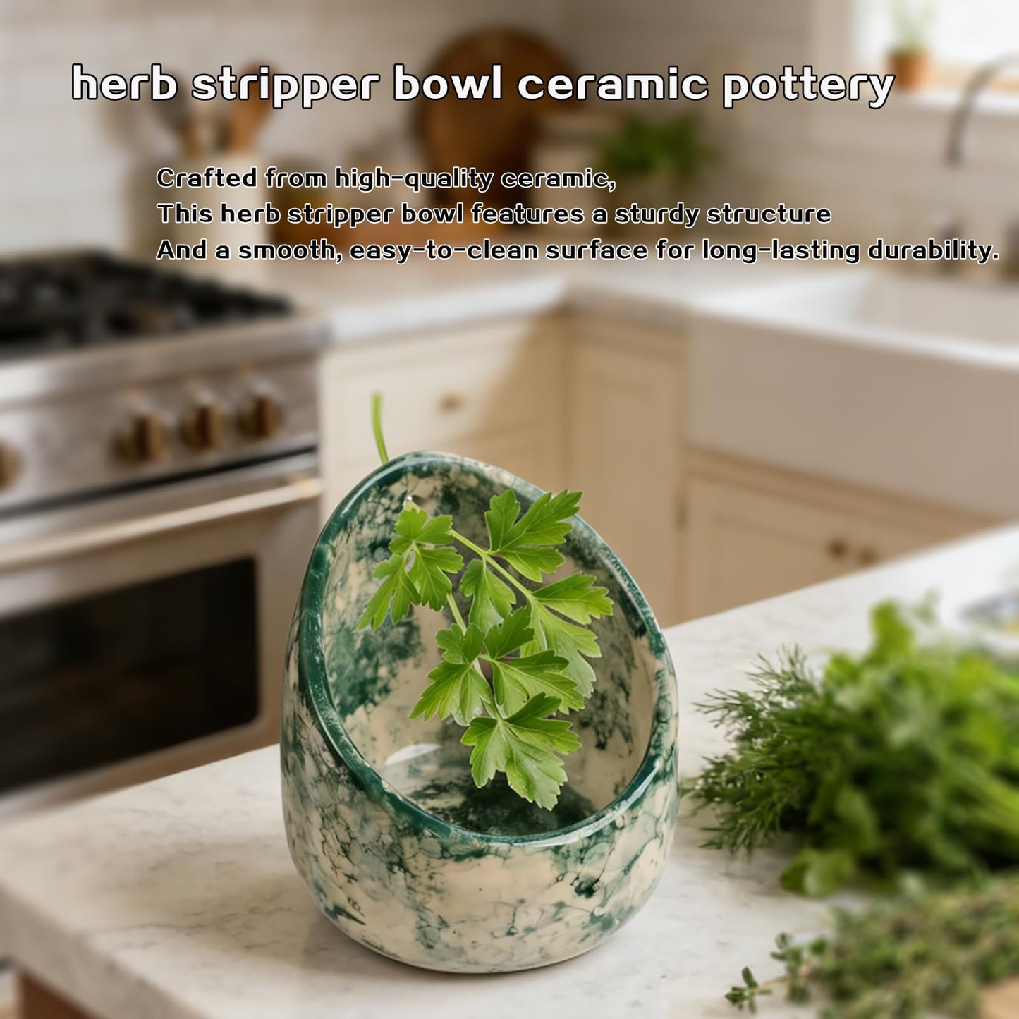 Handmade Ceramic Herb Stripper Bowl with Scissors, 2 in 1 Pottery Herb Cutter Set for Kitchen, Perfect for Separating Leaves and Stems, Essential Kitchen Gadgets 2026