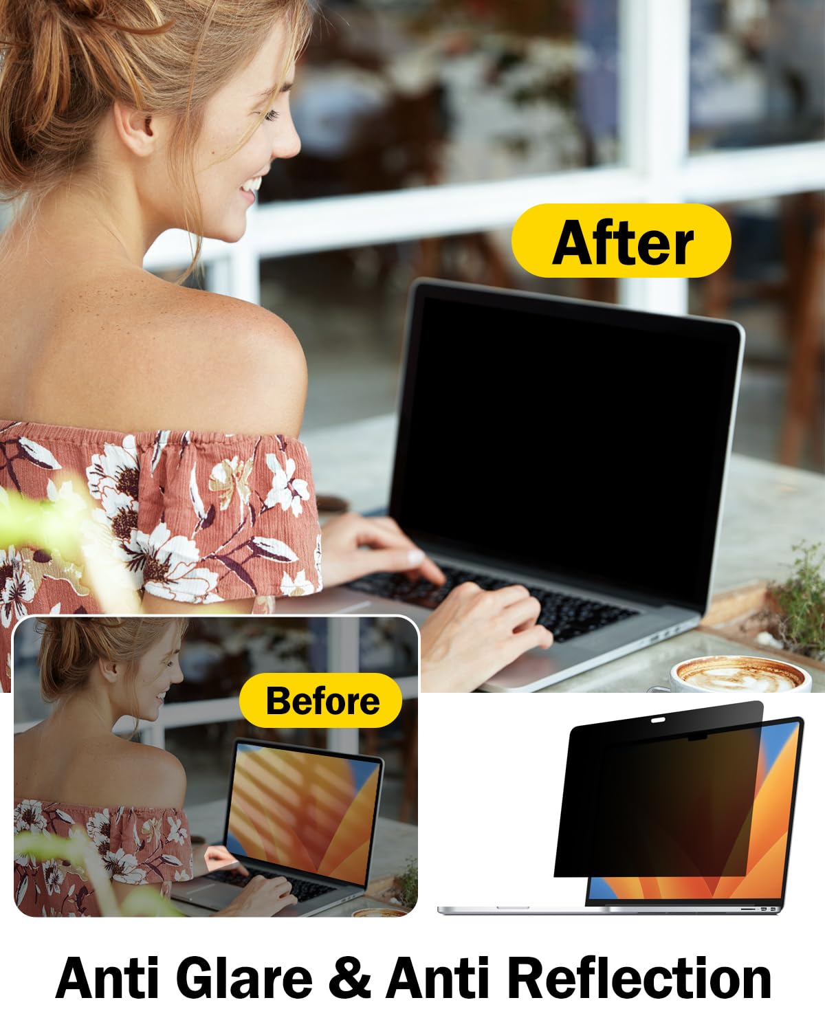 F FORITO 360° Privacy Screen Protector Compatible with MacBook Pro 13 inch (2016, 2017, 2018, 2019, 2020, 2021, 2022, M1, M2), Anti Peeping, Anti Glare and Scratch Resistant Laptop Privacy Screen