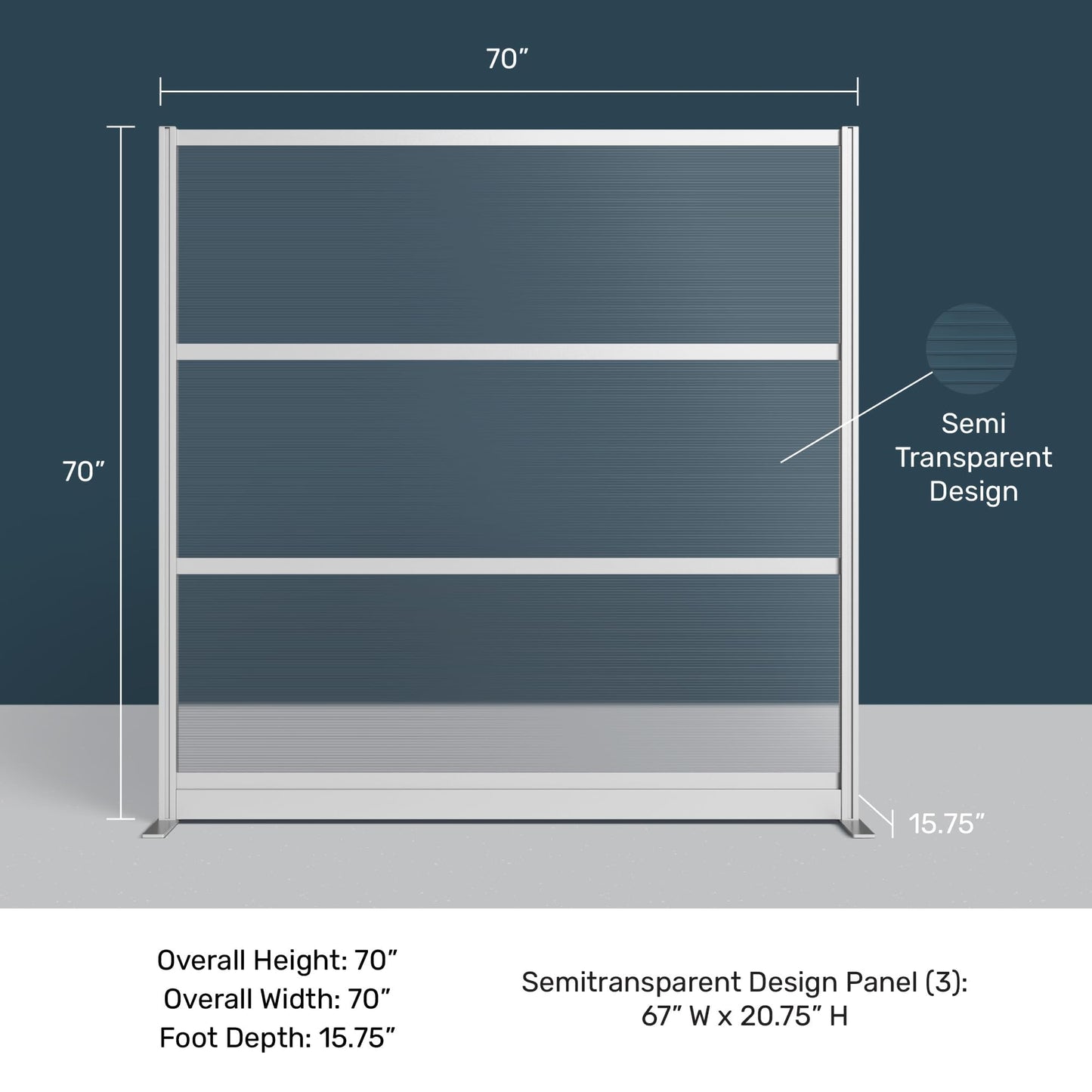 Stand Up Desk Store Aesthetic Modular Room Divider Wall | 70" W x 70" H Office Partition Walls & Cubicle Wall Dividers | Lightweight, Durable, Translucent Partition Wall Divider for Workspaces