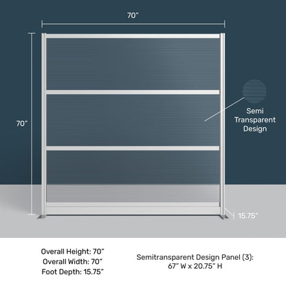 Stand Up Desk Store Aesthetic Modular Room Divider Wall | 70" W x 70" H Office Partition Walls & Cubicle Wall Dividers | Lightweight, Durable, Translucent Partition Wall Divider for Workspaces