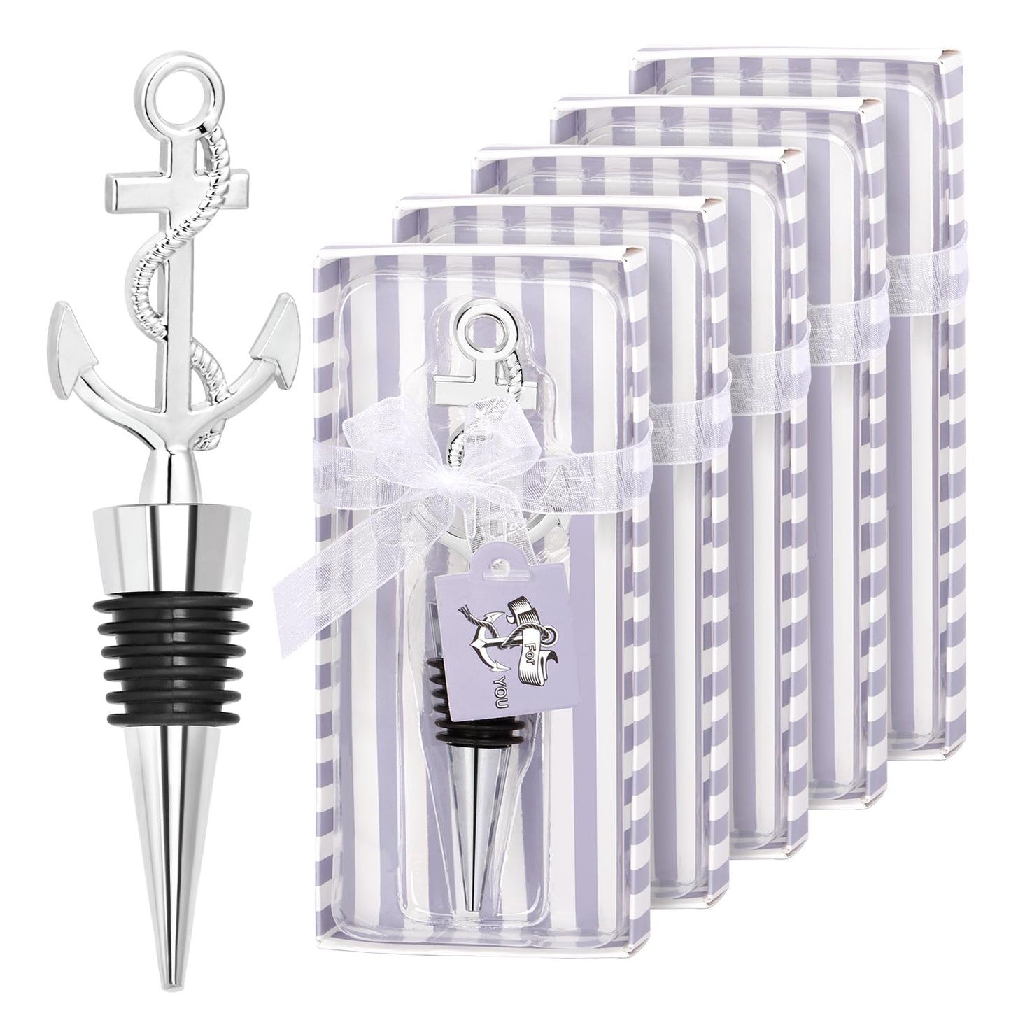 30PCS Anchor Wine Stopper and Nautical Themed Party Favors for Sailors Anchor Stoppers Wine Holiday Birthday Party Decor (Sliver)