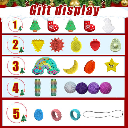 Advent Calendar Fidget Toys - Sensory Stone Set for Kids | 24-Day Countdown Christmas Gift