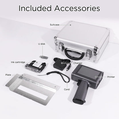 ZHONGMIN Handheld Inkjet Printer with 42ml Quick-Drying Ink Cartridge for Text/Date/Barcode/Logo, Metal Body, 4.3" Touch Screen, Print Height 0.08"-0.5", Portable Industrial Coding Machine ZM-C120L