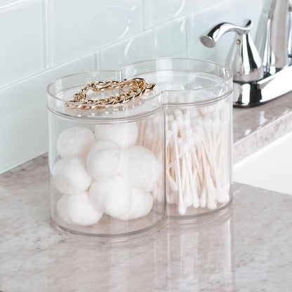 iDesign Clarity Collection Round Plastic Canister Cosmetic Organizer with Top Tray Lid, Clear – 6.12” x 3.62” x 4.35”