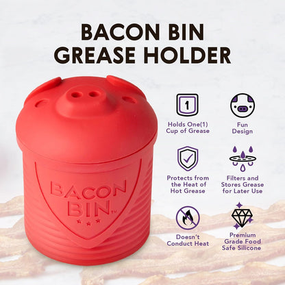 1 Talisman Designs Bacon Bin Grease Strainer & Collector | Family Friendly Kitchen Tools | Fun & Functional Silicone