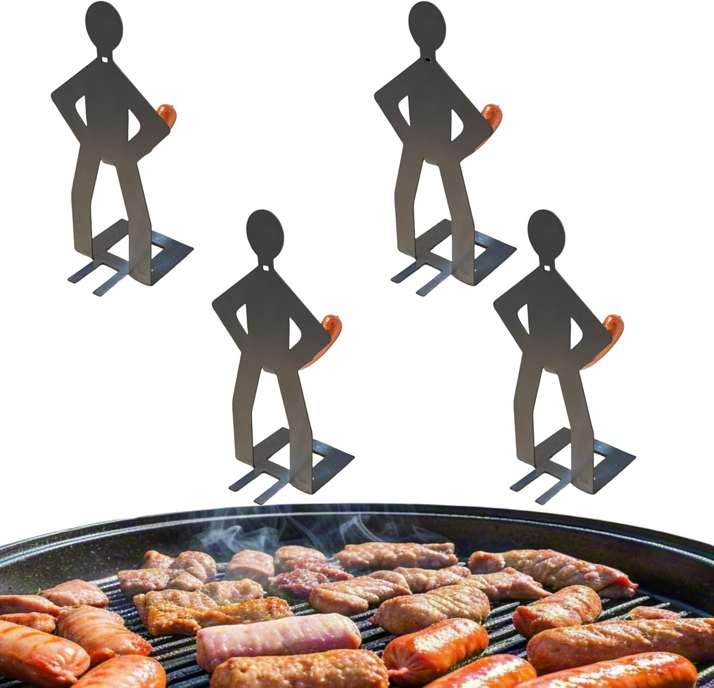 natalieenati 4 PCS Funny BBQ Stand Man Hot Dog Holder-Reusable Stainless Steel Hotdog and Sausage Stand-Portable Hot