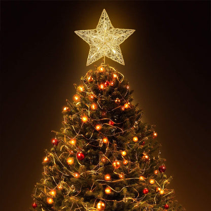 Cabilock Tree Topper Star - Christmas LED Star Tree Topper, Battery Operated Sparkly Ornament for Treetop Decoration