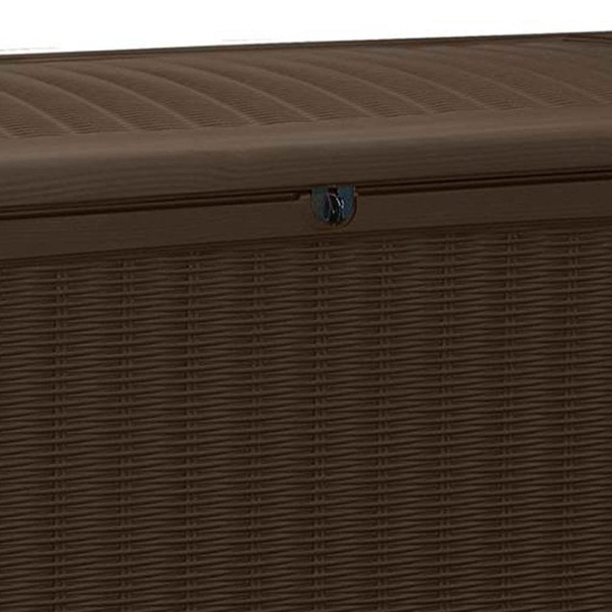 Keter 2-Pack Borneo 110 Gallon Deck Box Organizer, Doubles as 2-Person Bench Seat, Brown – Large Resin Outdoor Storage and Seating with Lockable Lid for Garden, Pool, and Patio