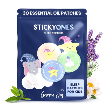 Gemma Joy Bedtime Baby Soothers & StickyOnes Sleep Patches - Cry Activated Heartbeat Puppy Plush Toy, Stuffed Animal with Calming Light & All-Natural, No Melatonin Bedtime Patches for Kids and Baby