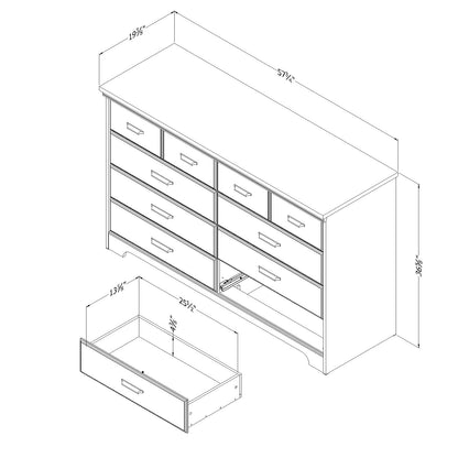 South Shore Versa 8-Drawer Double Dresser Gray Maple, Traditional