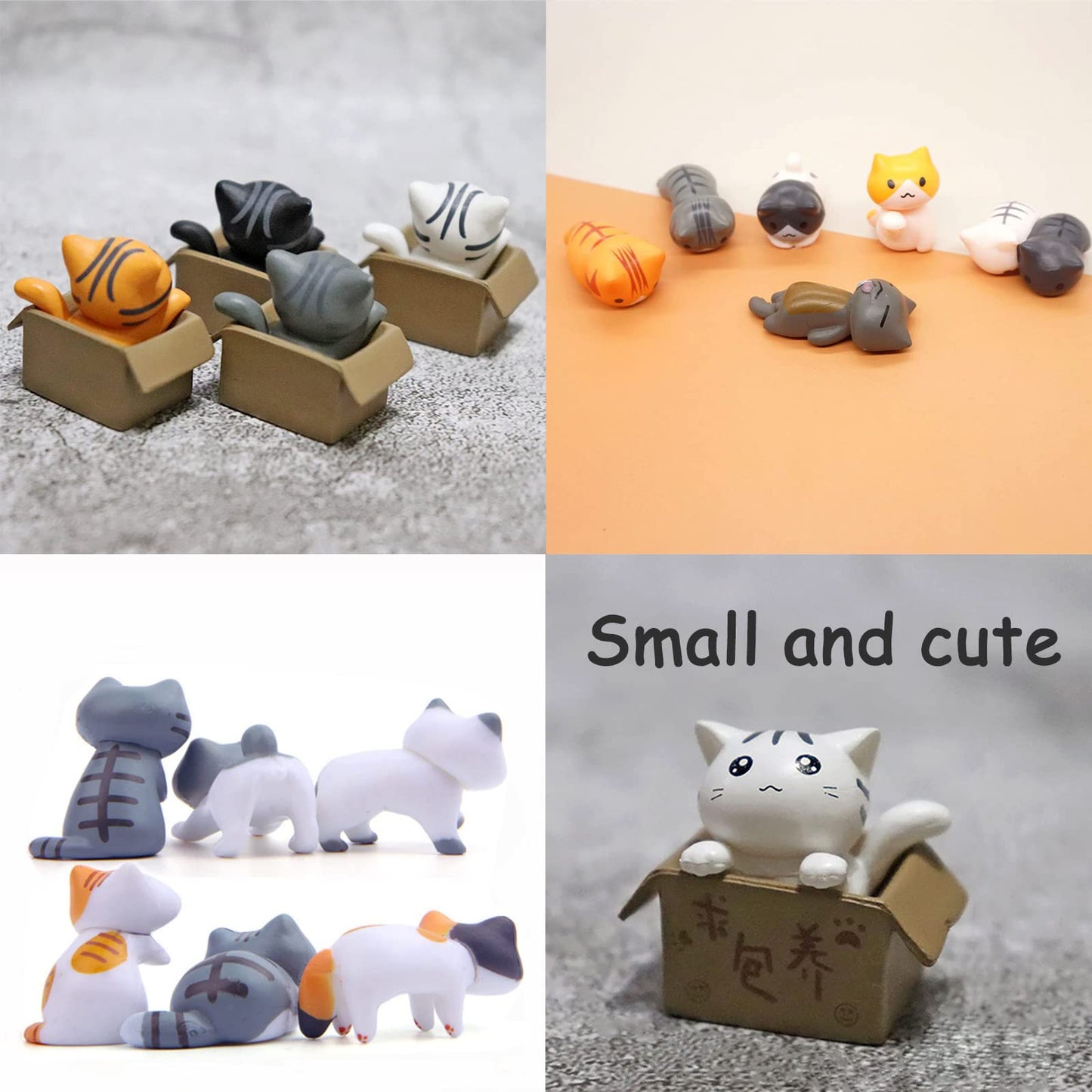 ZHOUQZSF 16 Pcs Cute Cat Figurines Cake Decorating Lovely Kitten Fairy Garden Micro Landscape Adorable Animal Statue Terrarium Crafts Home Bookshelf Mini Ornaments DIY Miniature Supplies(16PCS)
