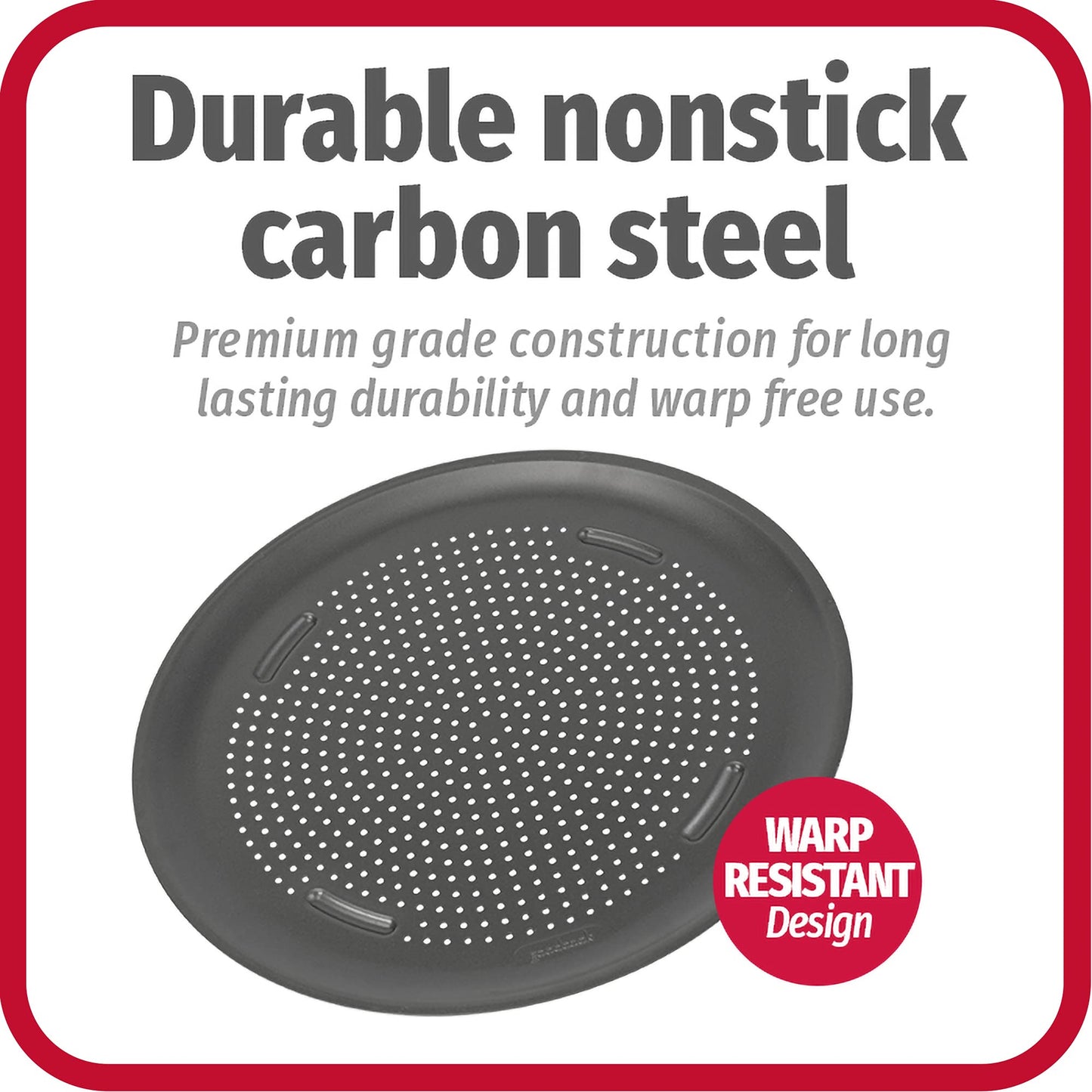 GoodCook AirPerfect 14 Inch Insulated Nonstick Carbon Steel Pizza Pan with Cutting Guides, Perforated, Gray