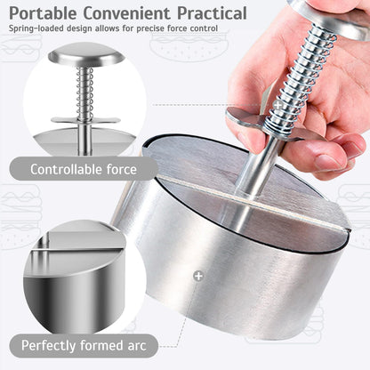 IGRARK Stainless Steel Burger Press,4.5" Hamburger Patty Maker,with Non-Stick Mold & Spring Button, Heavy Duty Easy Release,with 150 Pieces of greaseproof Paper for Beef, Burgers, BBQ