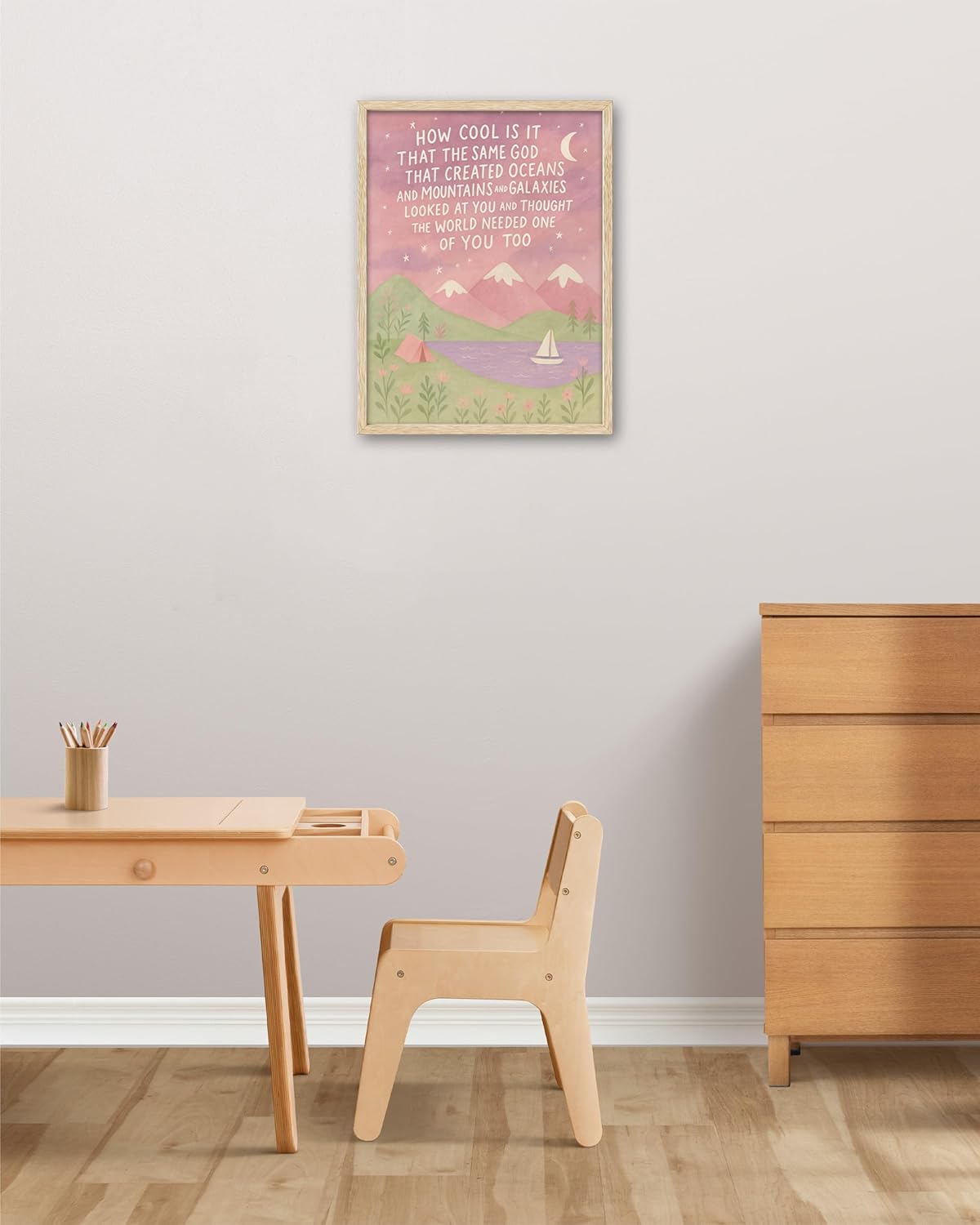 16x20 Set 1 KensTro Natural OAK Wood Same God Creation Framed Wall Art, in Inspirational Christian Bible Canvas