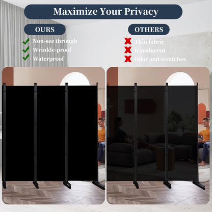 Room Divider Folding Privacy Screens W/Lockable Wheels, 132'' Partition Room Dividers Freestanding Room Divider Fabric Panel for Room Separation Wall Divider Bedroom